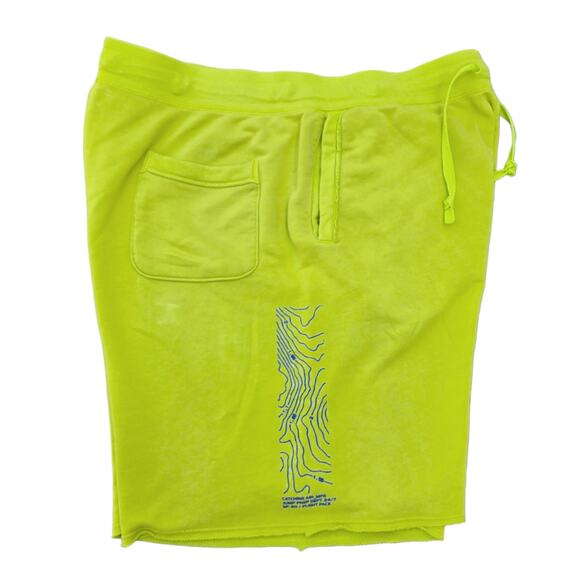 Neon Yellow/Green Nike AIR Shorts Size XL Graphic Print Drawstring Gym Pockets - Picture 2 of 8